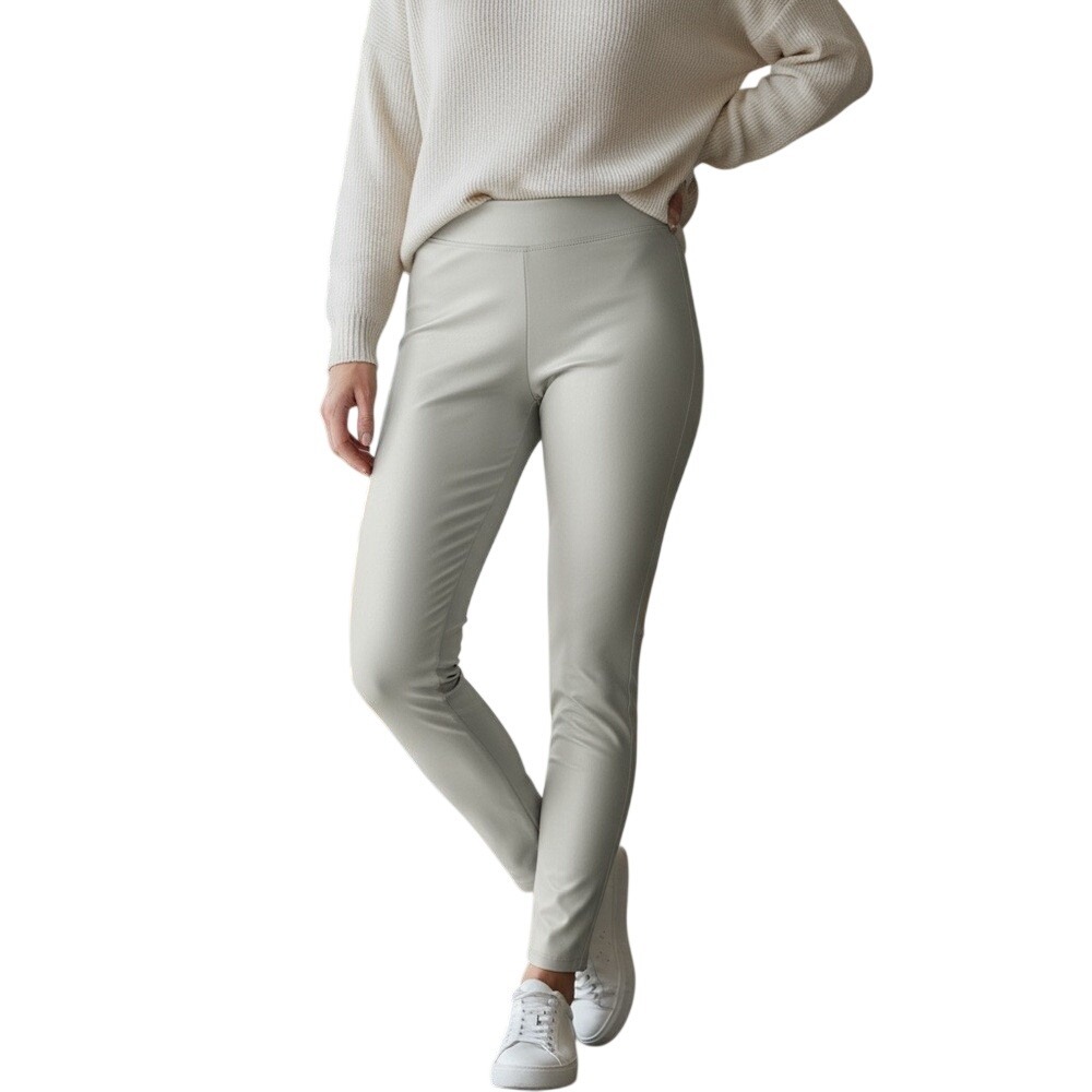 Zenana High Rise Full Length‎ Pull-Up Faux Leather Tight Leggings, Sz Large